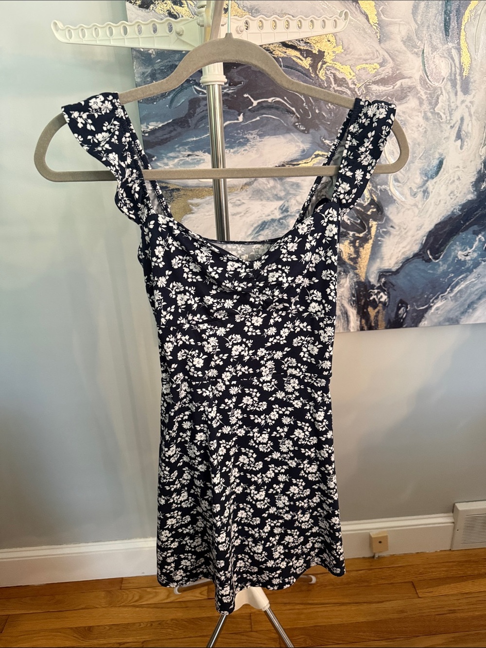 Hollister navy Mini Dress with White Floral Print